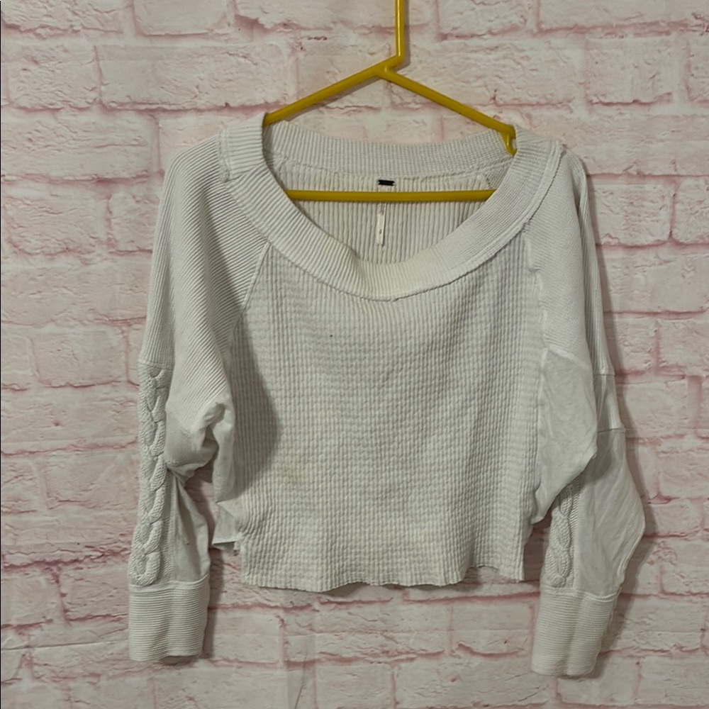 Free People boho cropped scoop neck sweater
